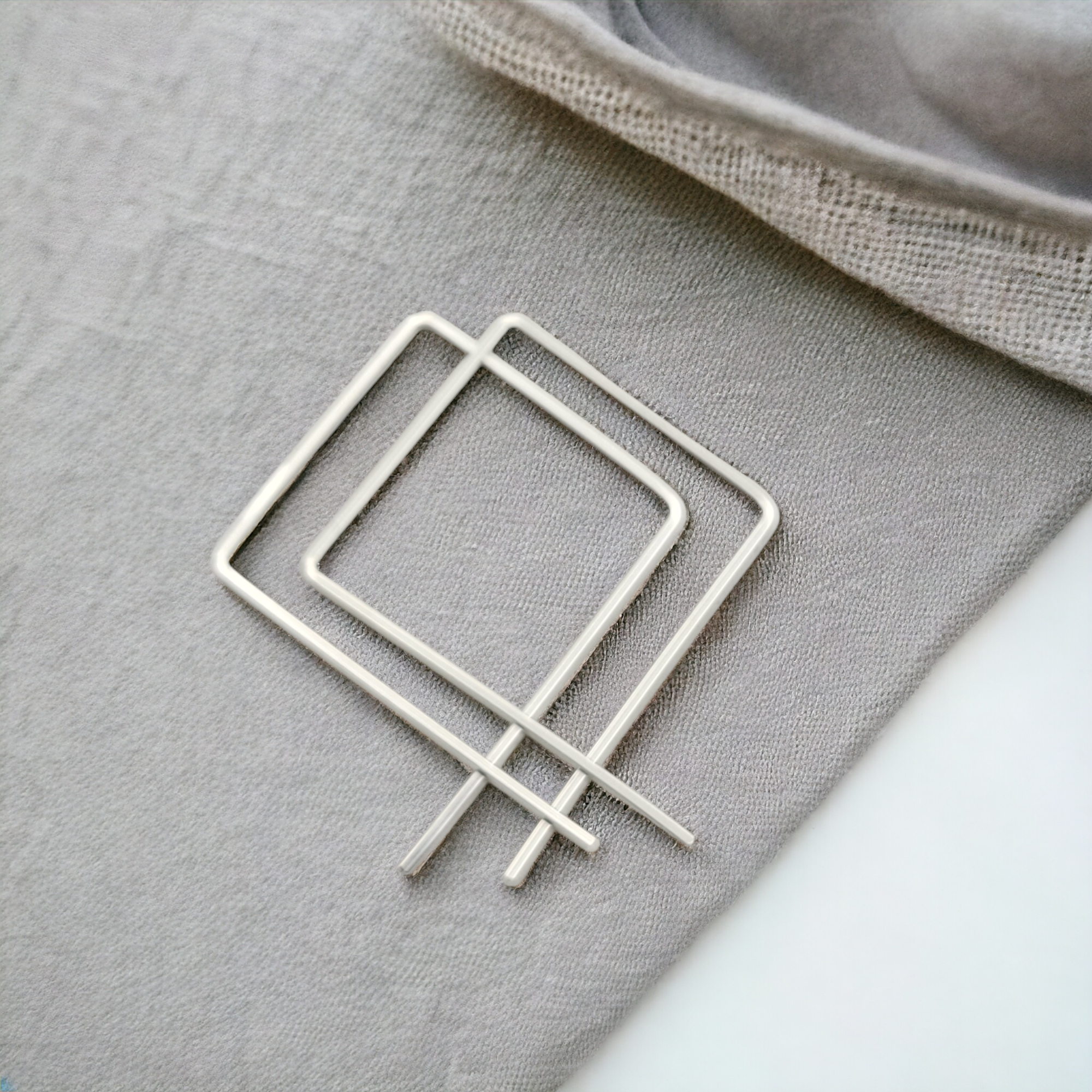 Sterling Silver Square Geometric Hoop Earrings