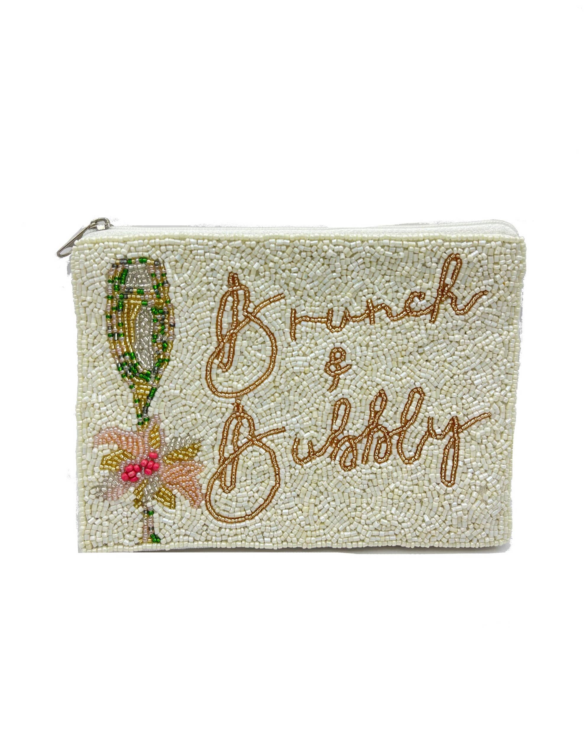 Double Brunch & Bubbly Beaded Coin Purse