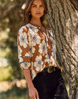 Floral Printed 3/4 Sleeve Blouse