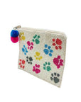 Colorful Pawprint Beaded Coin Purse