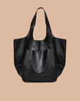 Oversized Vegan Tote- Blk