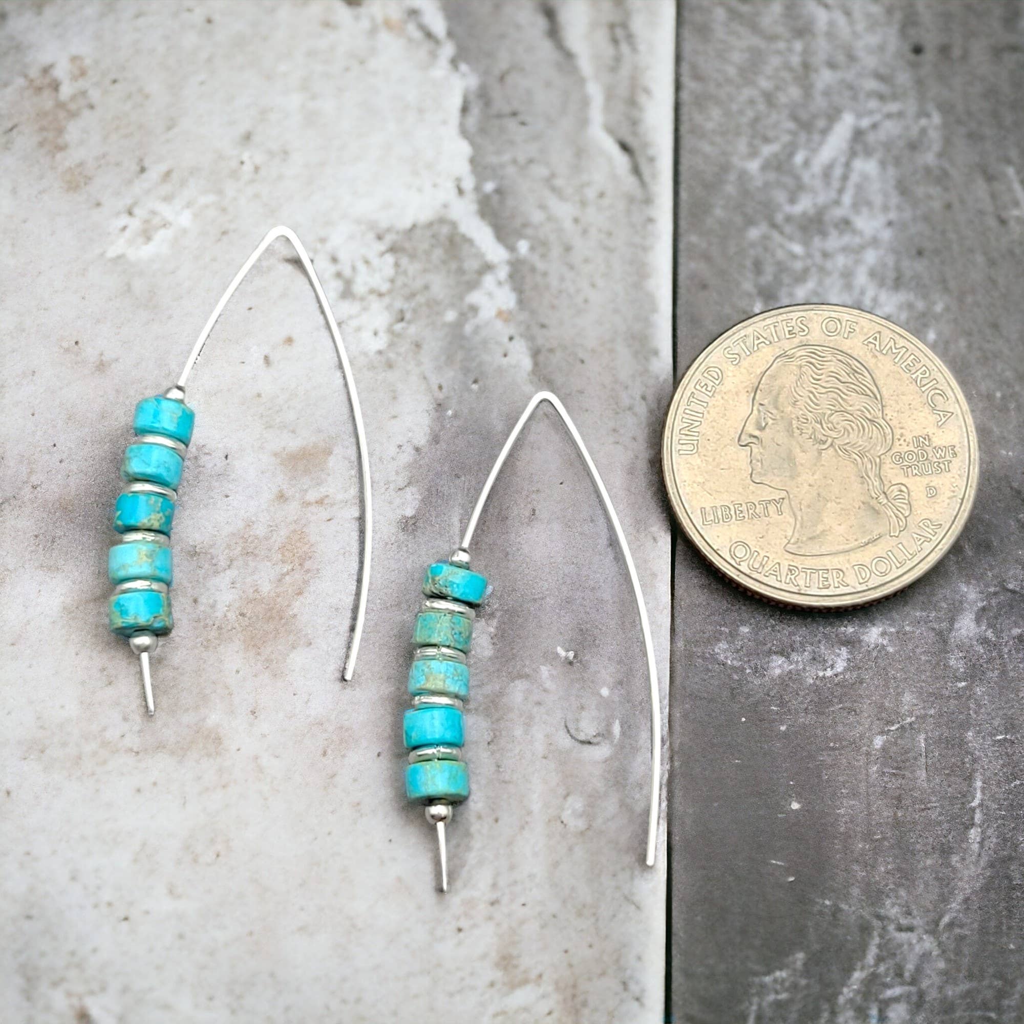 Modern Turquoise and Sterling Silver Threaders - Boho style
