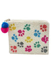 Colorful Pawprint Beaded Coin Purse