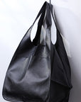 Oversized Vegan Tote- Blk