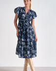 Bubble Sleeve Floral Dress