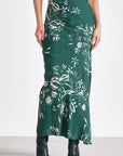 Floral Print Satin Skirt