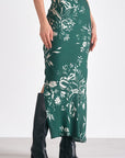 Floral Print Satin Skirt