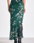 Floral Print Satin Skirt