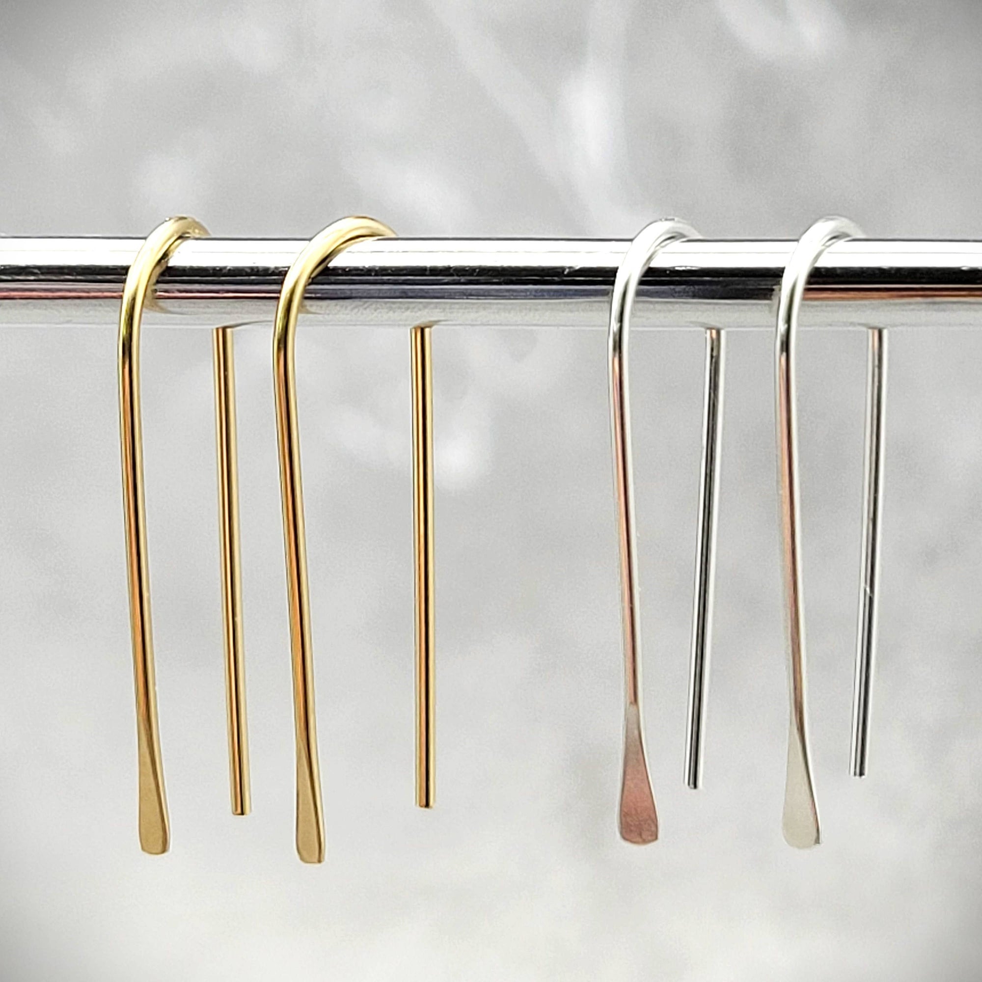 Modern Open Hoop Threader Earrings - Sterling Silver