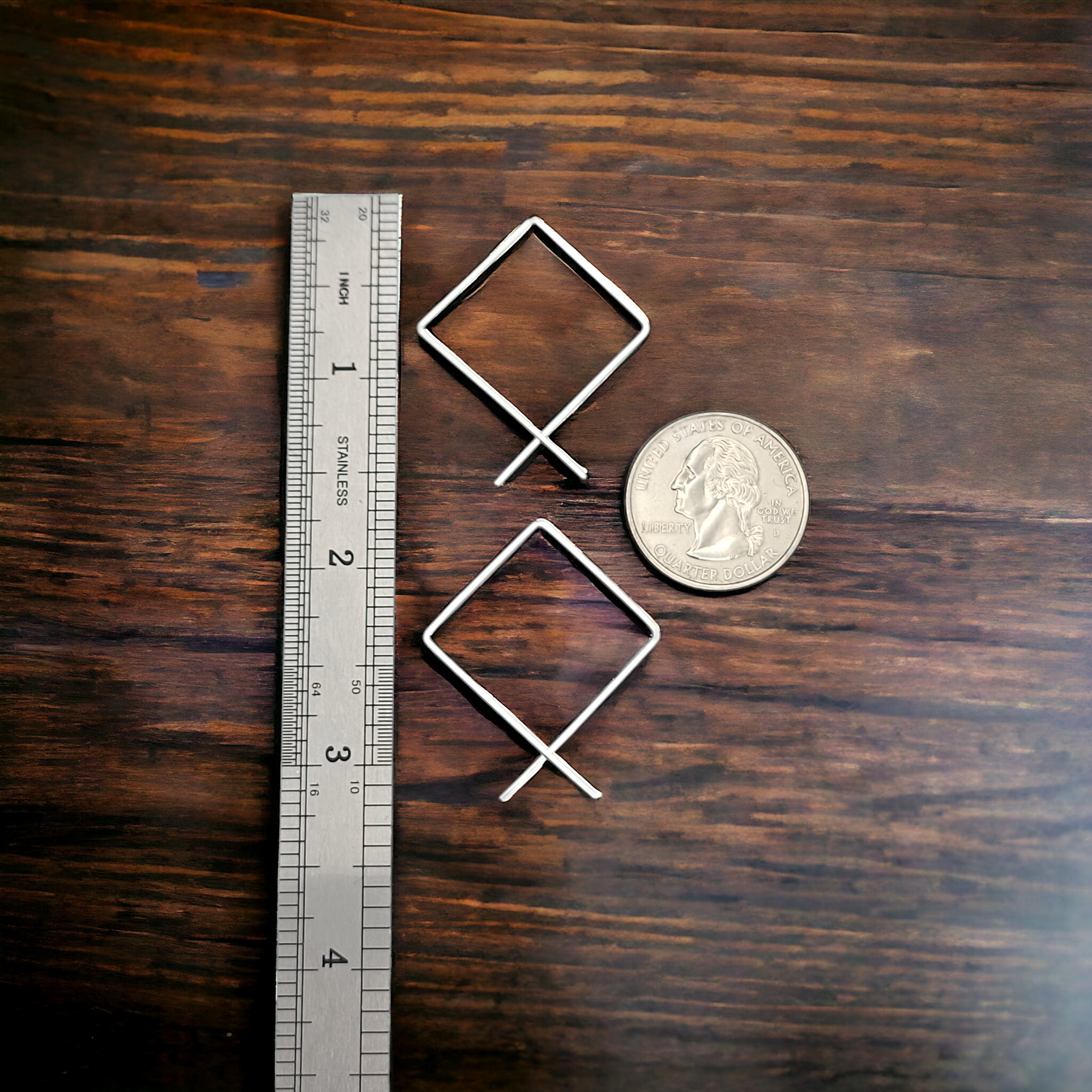 Sterling Silver Square Geometric Hoop Earrings