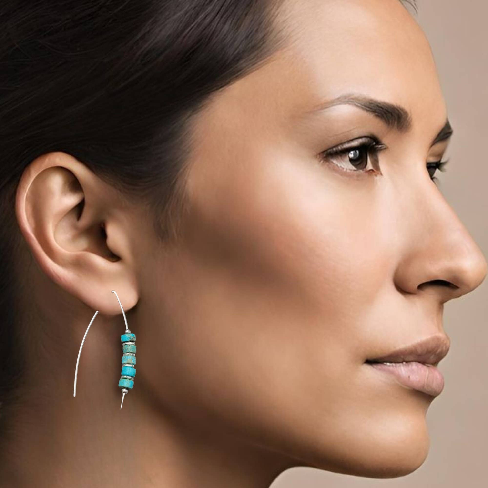 Modern Turquoise and Sterling Silver Threaders - Boho style