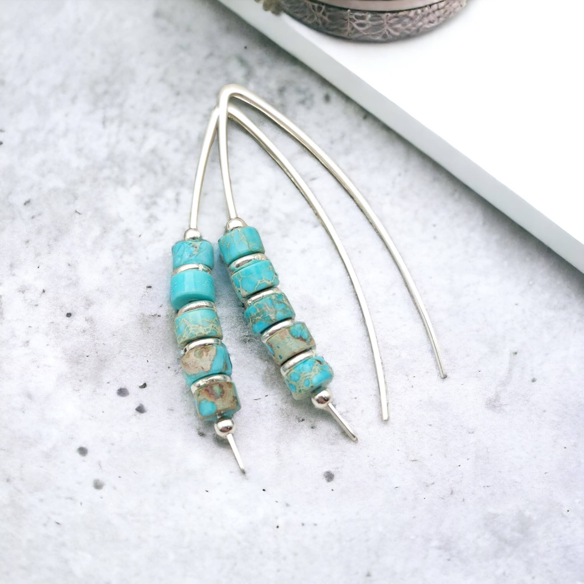 Modern Turquoise and Sterling Silver Threaders - Boho style