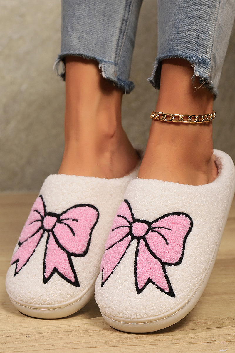 Plush Cozy Slippers-Bow