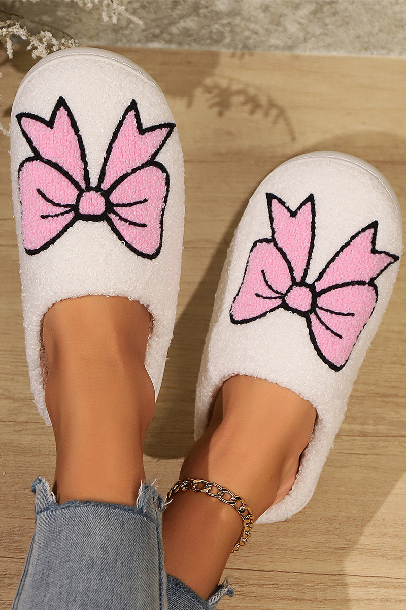 Plush Cozy Slippers-Bow