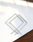 Sterling Silver Square Geometric Hoop Earrings