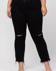 High Rise Distressed Straight Leg (Curve)