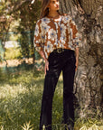 Floral Printed 3/4 Sleeve Blouse