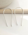 Modern Open Hoop Threader Earrings - Sterling Silver