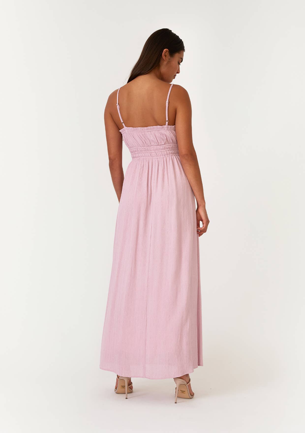 Crinkle Metallic Stripe Maxi Dress
