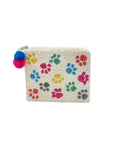 Colorful Pawprint Beaded Coin Purse