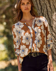 Floral Printed 3/4 Sleeve Blouse