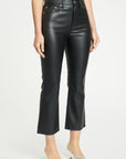 High Rise Cropped Leather Pants (blk)