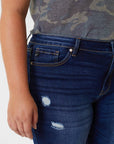 Mid Rise Super Skinny Destructed Jeans
