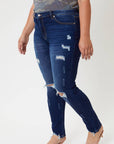 Mid Rise Super Skinny Destructed Jeans
