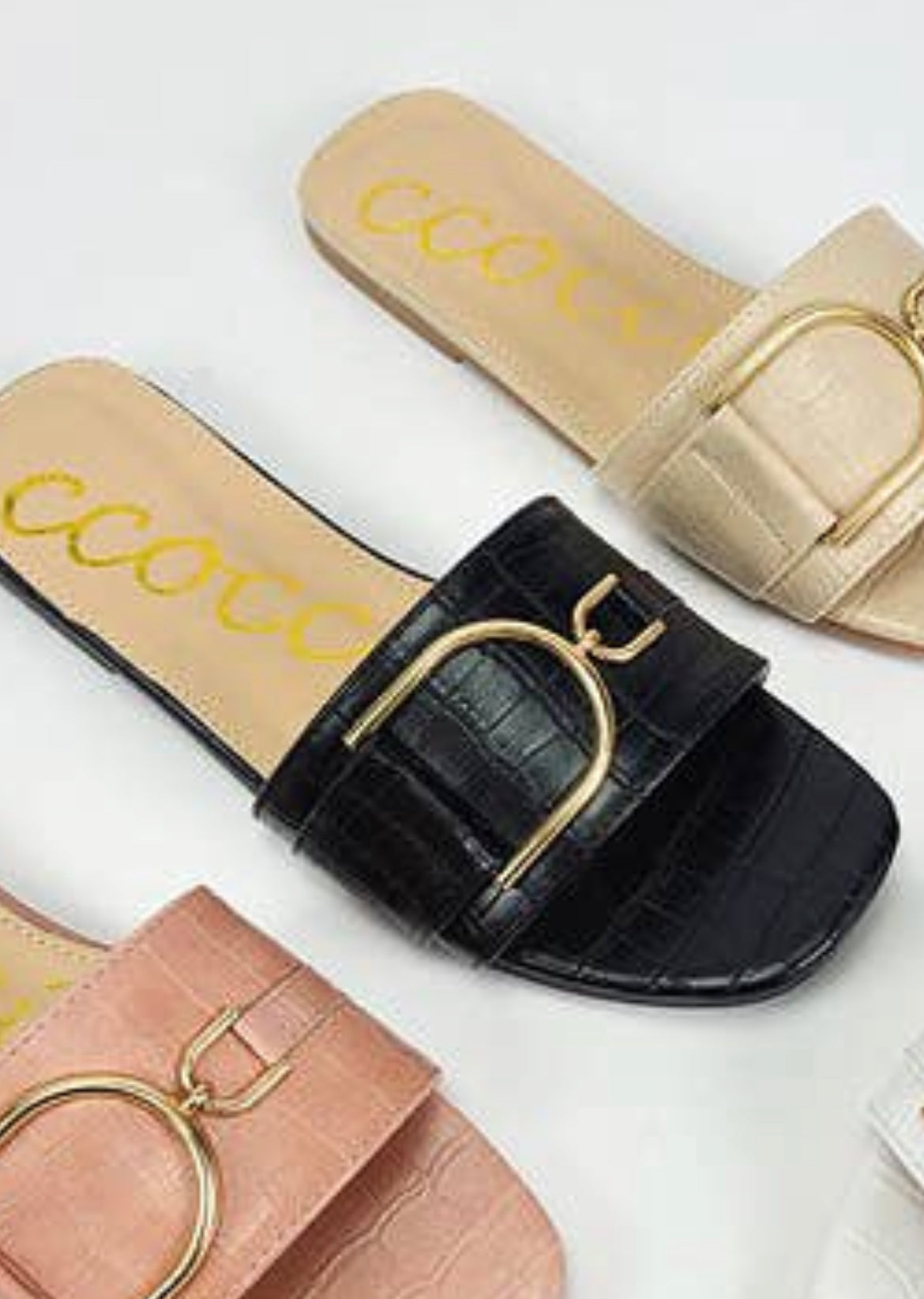 Black Leather Sandals Gold Trim