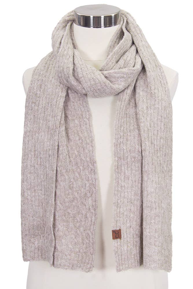 🤎 Oatmeal Chain Link Cable Knit Scarf