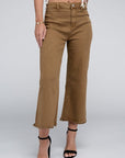 Acid Washed High Waist Frayed Hem Straight Pants