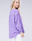 Double Gauze Oversized 3/4 Button Henley Neck Top