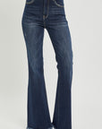 High Waist Raw Hem Flare Jeans