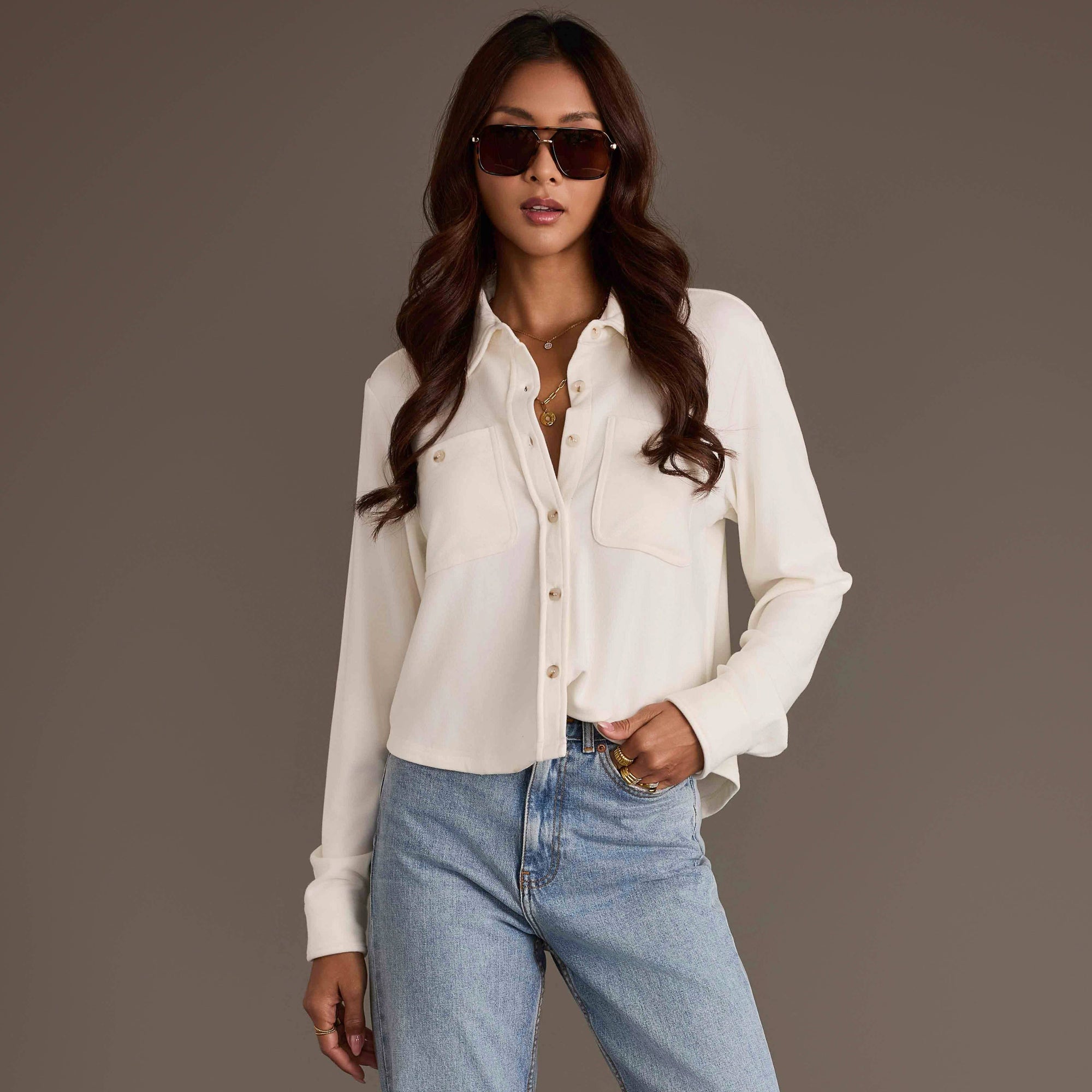 Ivory Soft Cropped Button-Up 🤍✨