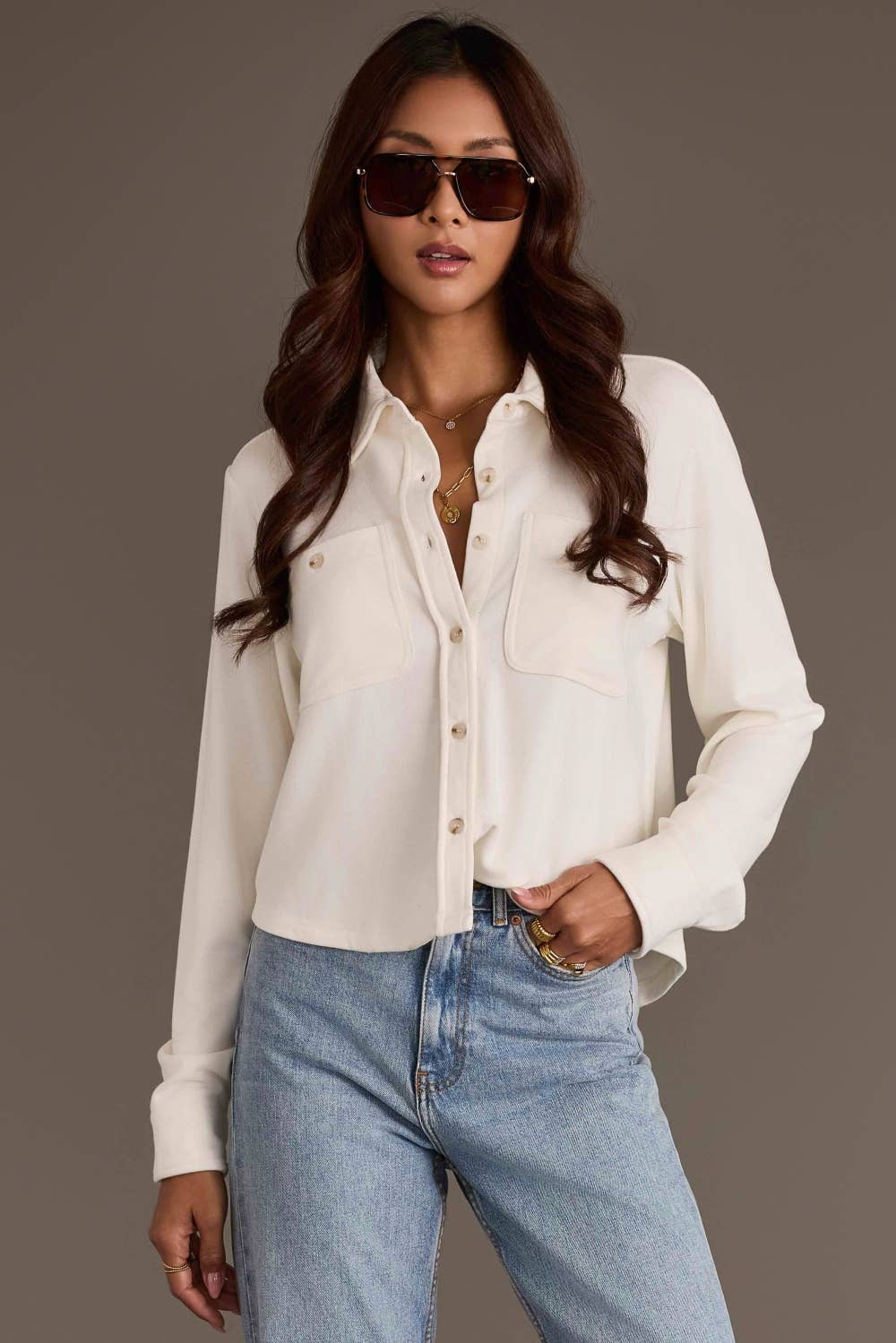 Ivory Soft Cropped Button-Up 🤍✨