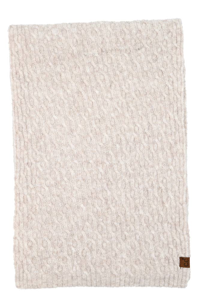 🤎 Oatmeal Chain Link Cable Knit Scarf