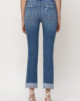 Mid-Rise Single Cuffed Crop Slim Straight Jeans