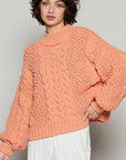 Coral Cable Knit Pullover