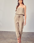 Raw Edge Detail Tube Jumpsuit