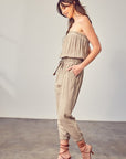 Raw Edge Detail Tube Jumpsuit