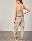 Raw Edge Detail Tube Jumpsuit