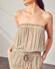 Raw Edge Detail Tube Jumpsuit