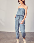 Raw Edge Detail Tube Jumpsuit