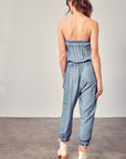 Raw Edge Detail Tube Jumpsuit