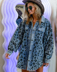 Vintage Washed Leopard Corduroy Buttoned Jacket