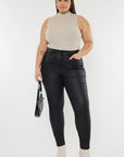 Plus High Rise Coated Ankle Skinny Jeans