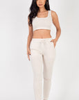 French Terry Cropped Tank Top & Joggers Set