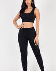 French Terry Cropped Tank Top & Joggers Set