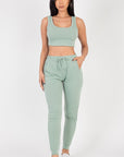 French Terry Cropped Tank Top & Joggers Set