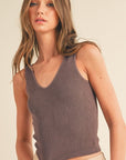 Seamless Reversible Stonewashed Ribbed Tank